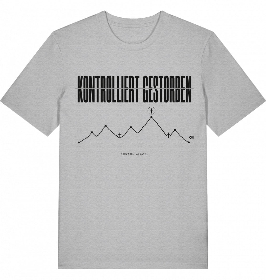KONTROLLIERT GESTORBEN Organic Trail Running Tee - Black Print - Flat Mockup