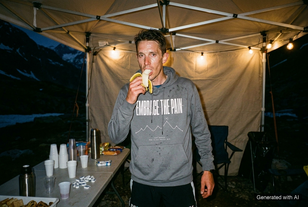 EMBRACE THE PAIN Hoodie – Organic Trail Running Hoodie (White Print) - Trail Running Lifestyle Mockup (Scene 03)