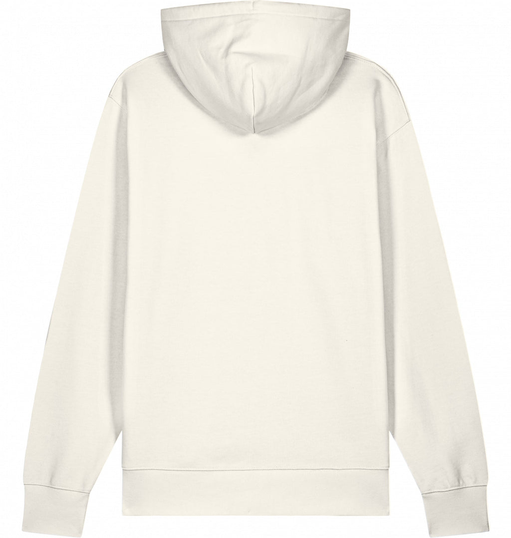 MILES UNDER PROTEST Hoodie – Organic Trail Running Hoodie (Black Print) - Flat Mockup