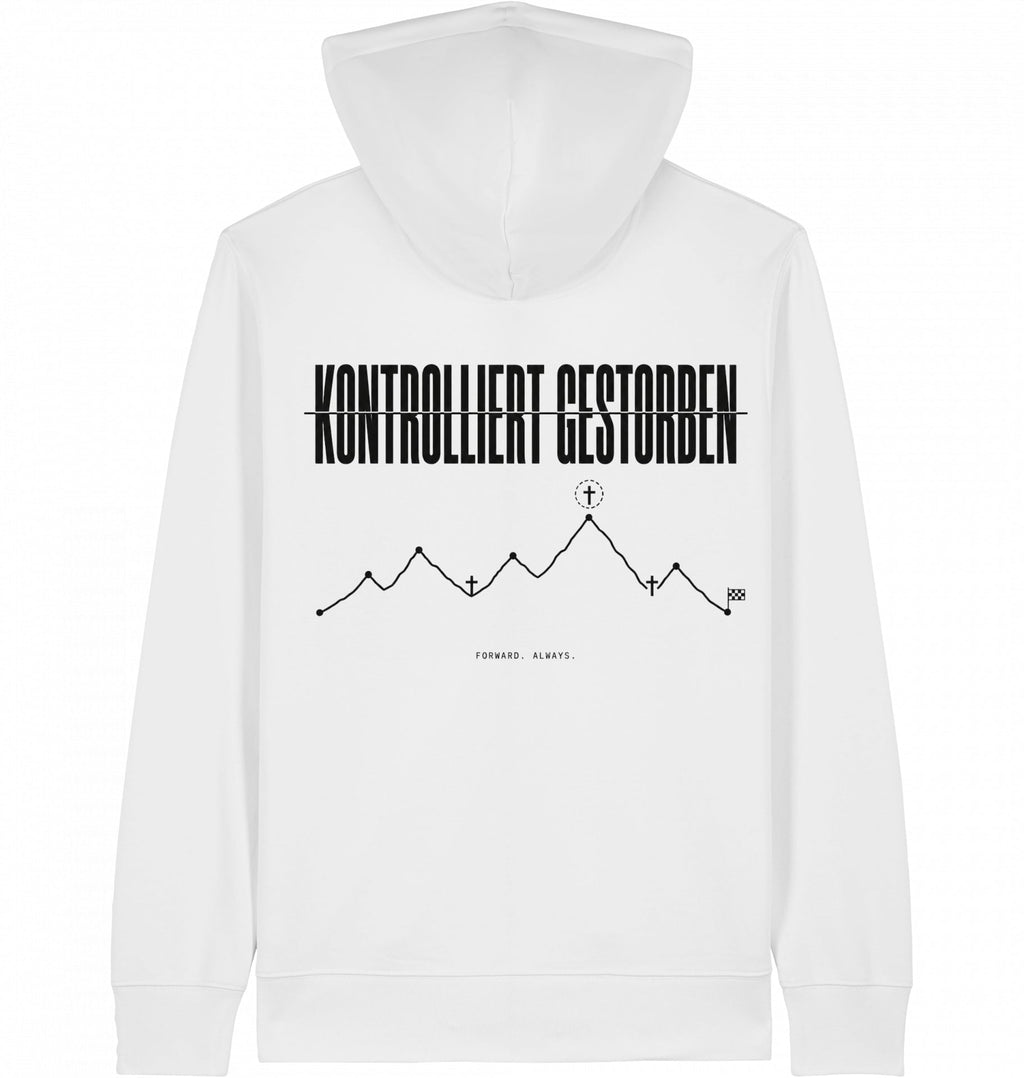 KONTROLLIERT GESTORBEN Organic Zip Hoodie – Black Print - Flat Mockup