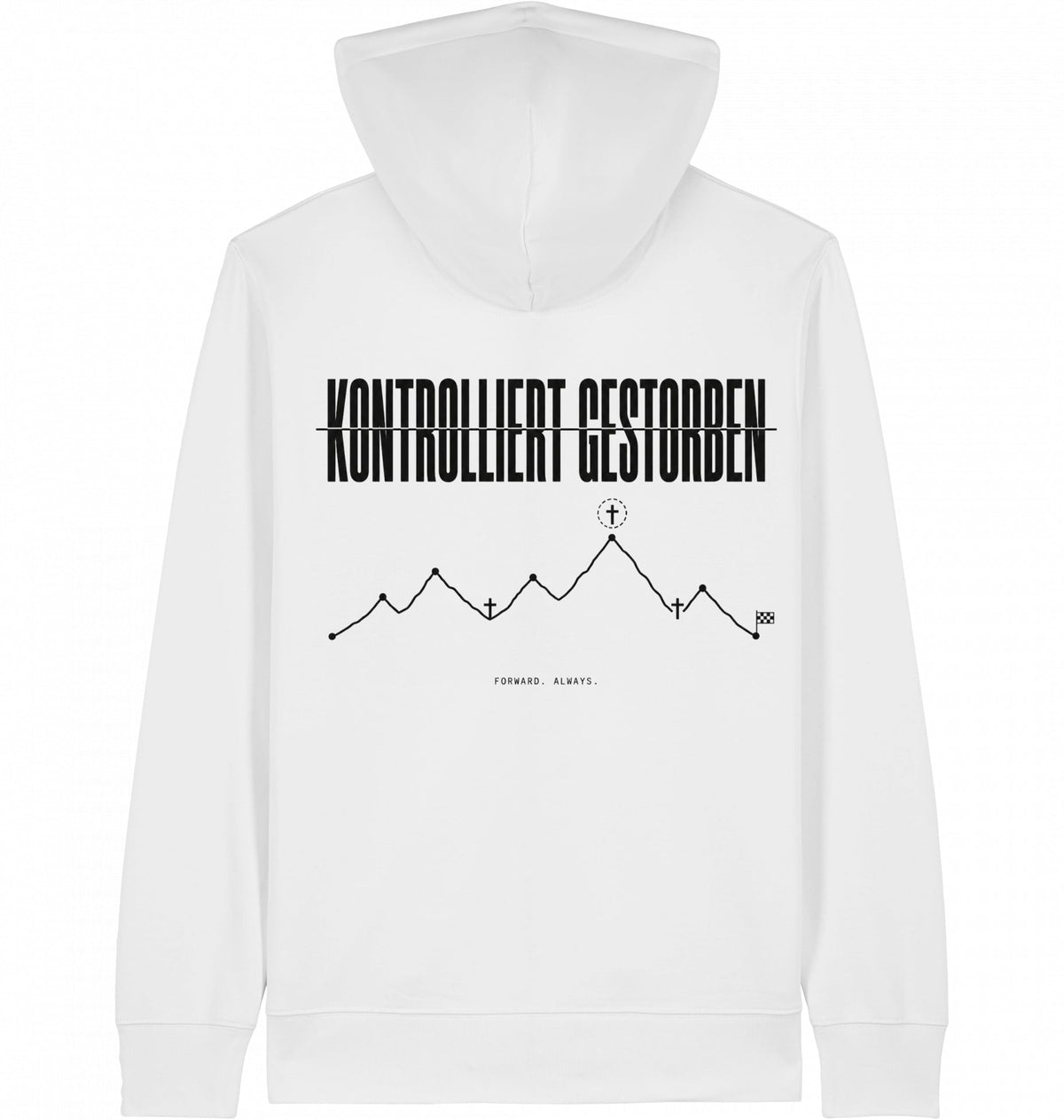 KONTROLLIERT GESTORBEN Organic Zip Hoodie – Black Print - Flat Mockup