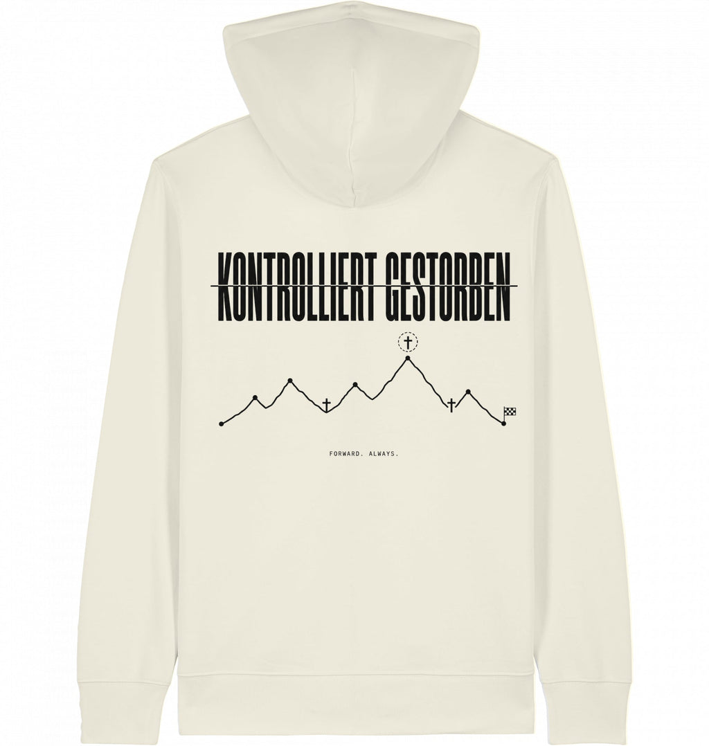 KONTROLLIERT GESTORBEN Organic Zip Hoodie – Black Print - Flat Mockup