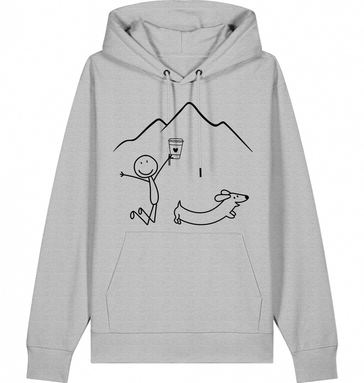 DOGS. COFFEE. RUNNING Hoodie – Organic Trail Running Hoodie (Black Print) - Flat Mockup