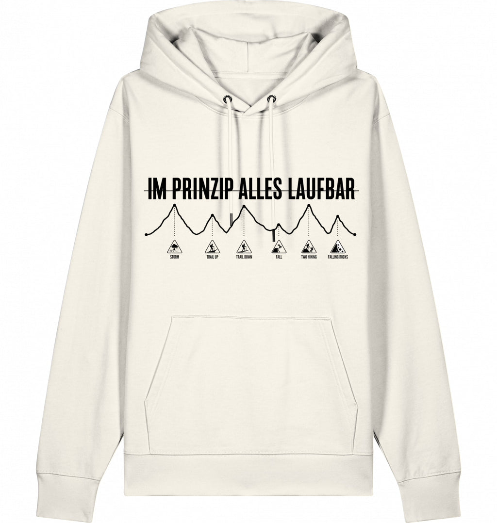 IM PRINZIP ALLES LAUFBAD Unisex Hoodie (Black Print) - Flat Mockup