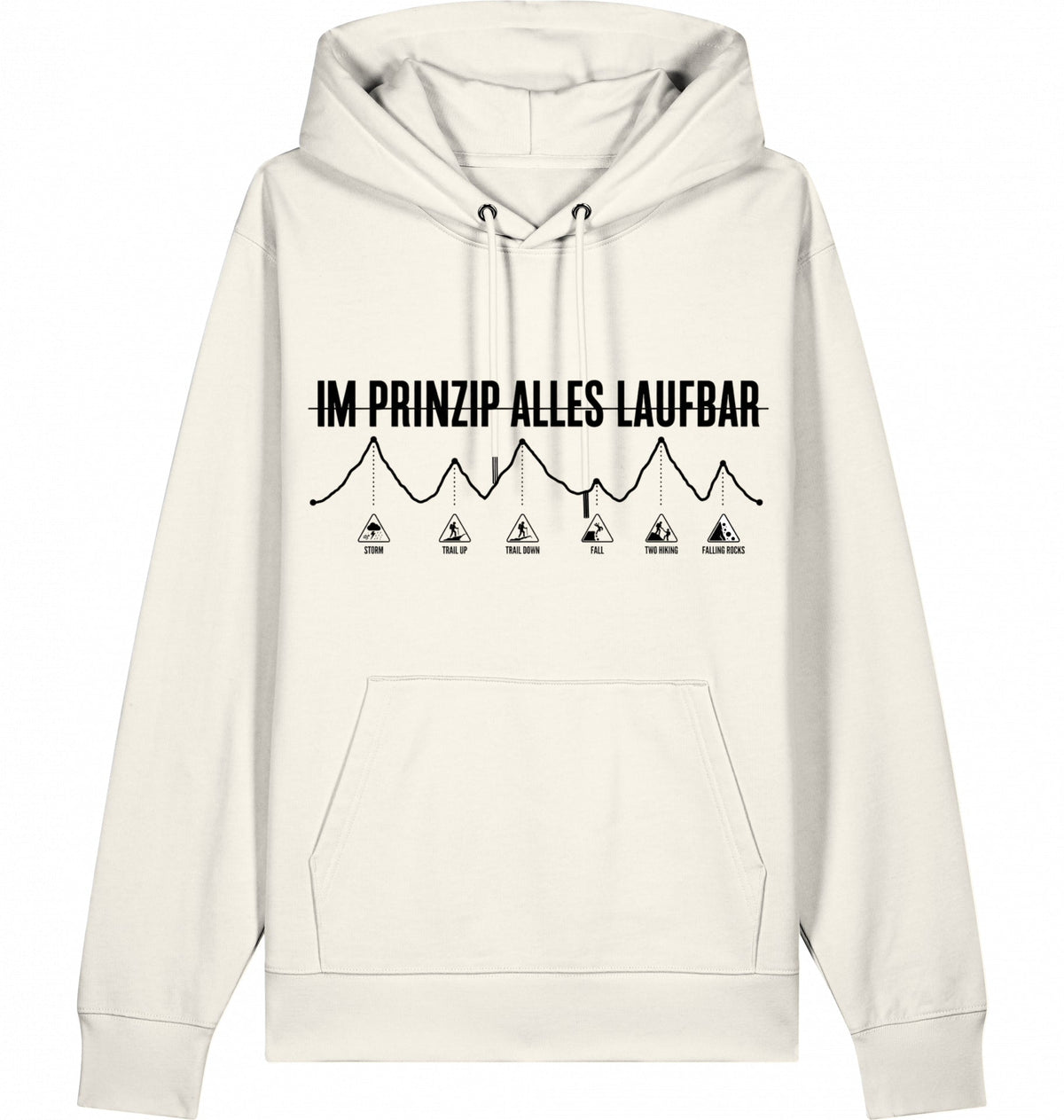IM PRINZIP ALLES LAUFBAD Unisex Hoodie (Black Print) - Flat Mockup