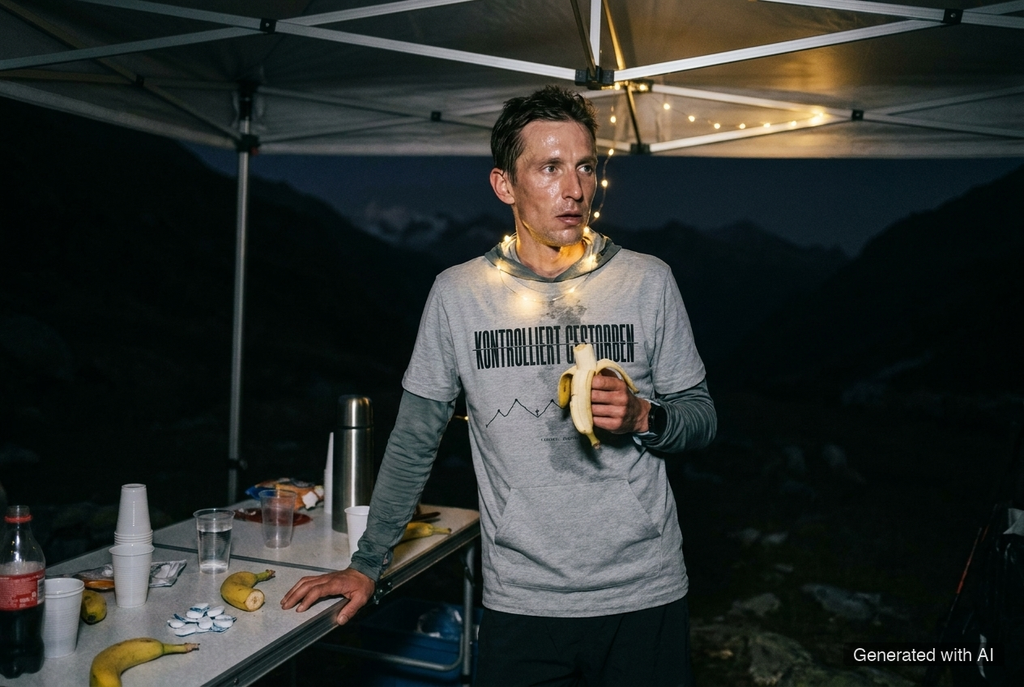 KONTROLLIERT GESTORBEN Tee – Organic Trail Running T-Shirt (Black Print) - Trail Running Lifestyle Mockup (Scene 03)