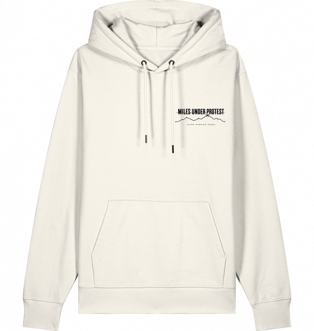 DOGS. COFFEE. RUNNING Hoodie – Organic Trail Running Hoodie (Black Print) - Flat Mockup