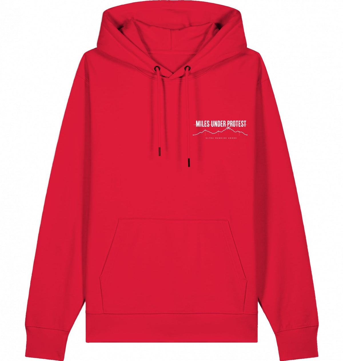 DOGS. COFFEE. RUNNING Hoodie – Organic Trail Running Hoodie (White Print) - Flat Mockup