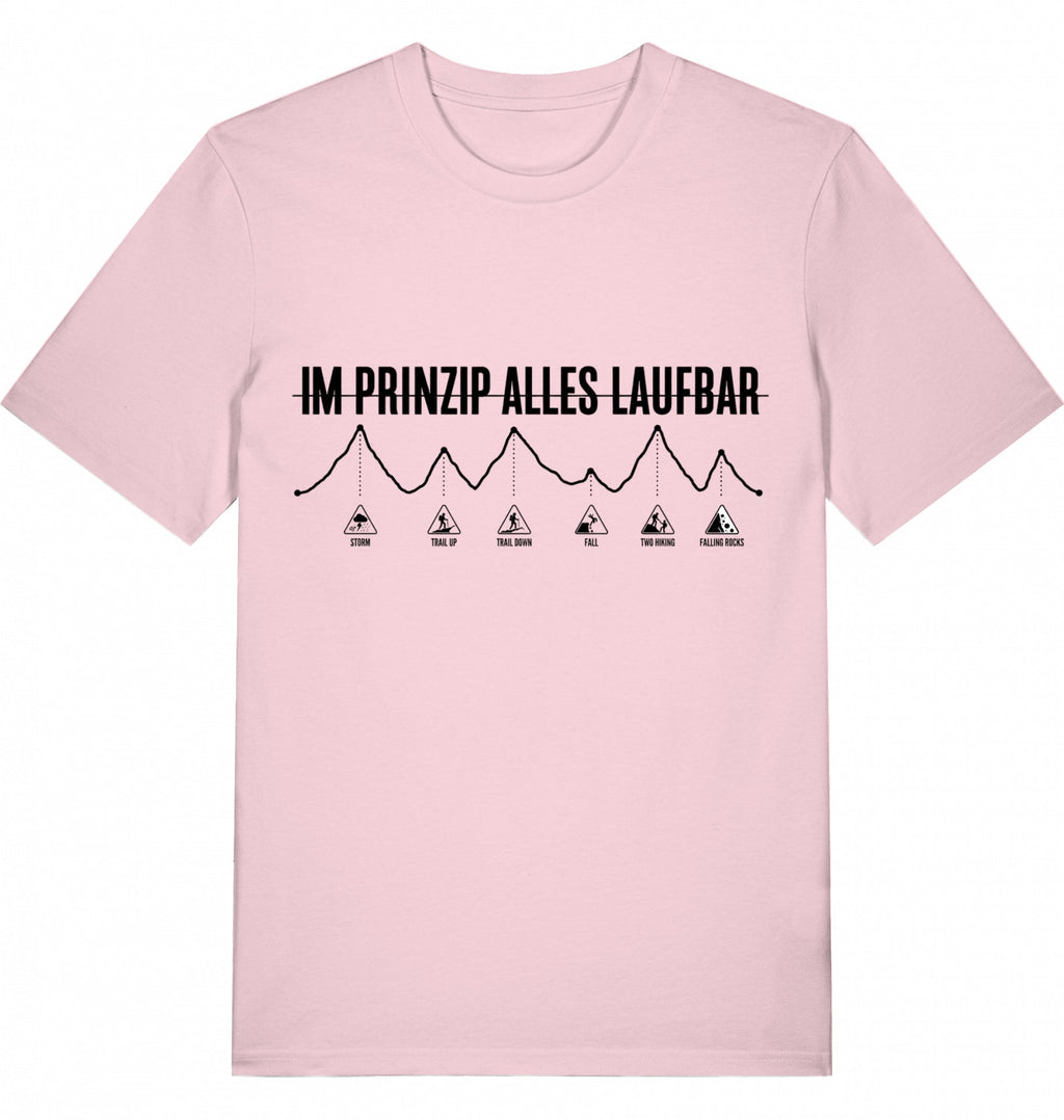 MUP "Im Prinzip Alles Laufbar" Unisex T-Shirt - Black Print - Flat Mockup