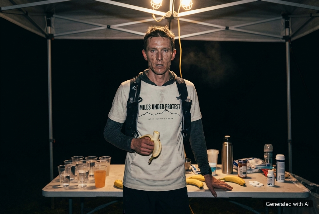 MILES UNDER PROTEST Tee – Organic Trail Running T-Shirt (Black Print) - Trail Running Lifestyle Mockup (Scene 03)