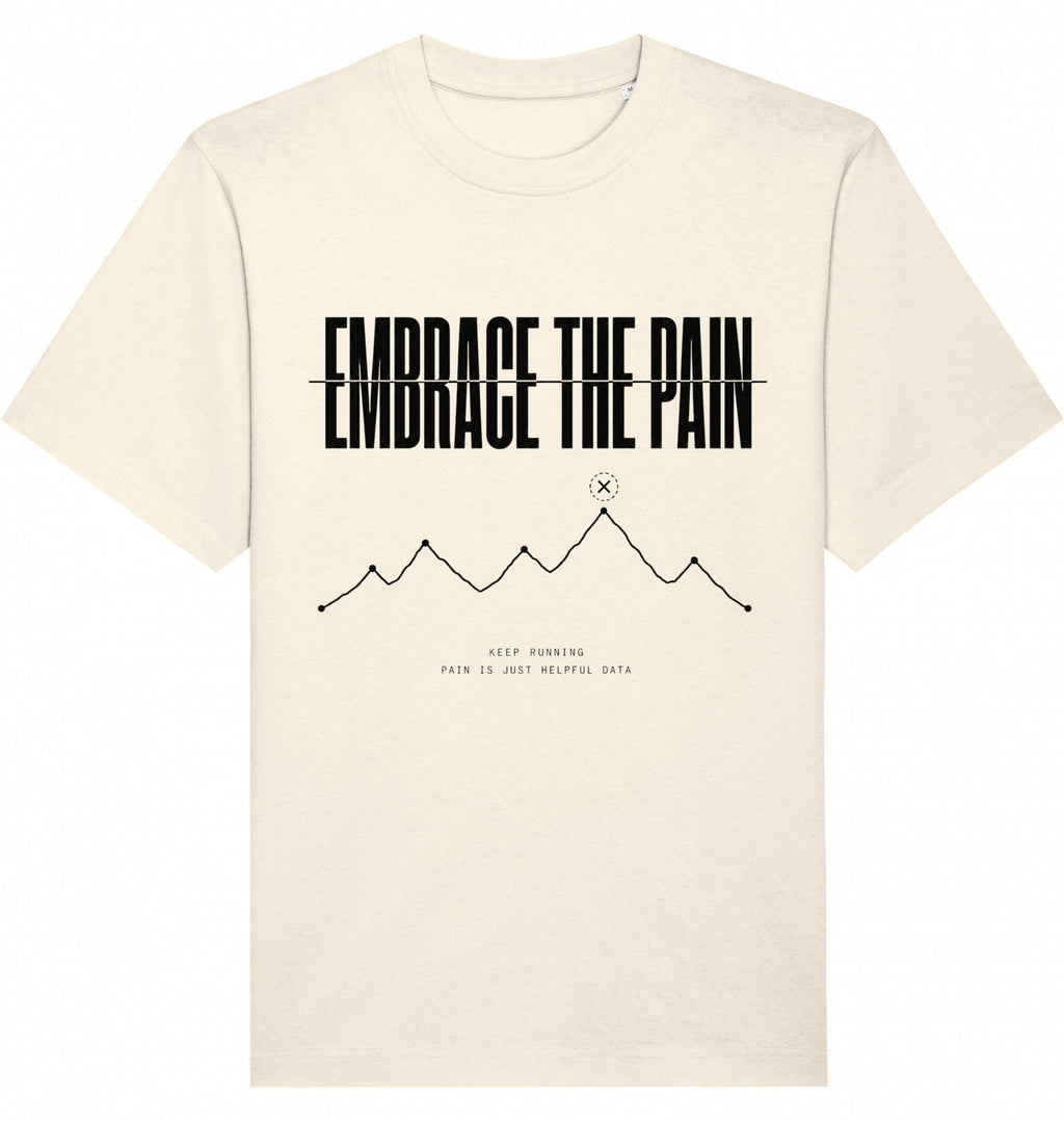 EMBRACE THE PAIN Heavy Tee – Oversized Organic T-Shirt (Black Print) - Flat Mockup