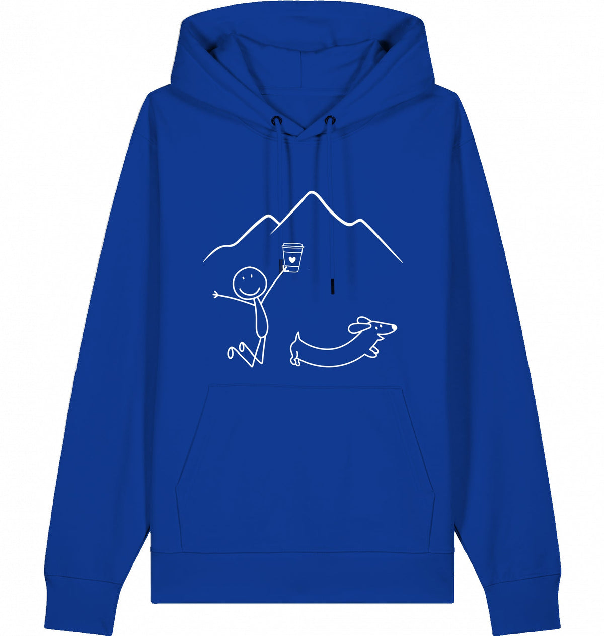 DOGS. COFFEE. RUNNING Hoodie – Organic Trail Running Hoodie (White Print) - Flat Mockup
