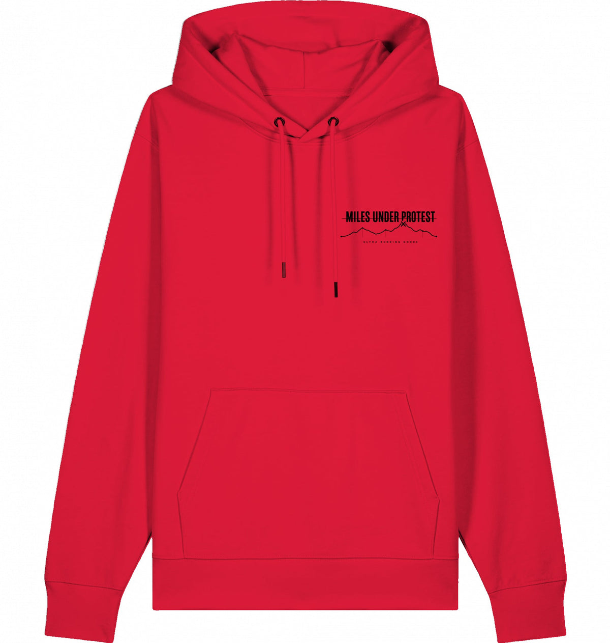 DOGS. COFFEE. RUNNING Hoodie – Organic Trail Running Hoodie (Black Print) - Flat Mockup