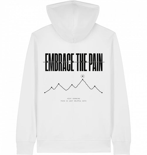 EMBRACE THE PAIN Organic Zip Hoodie – Black Print - Flat Mockup