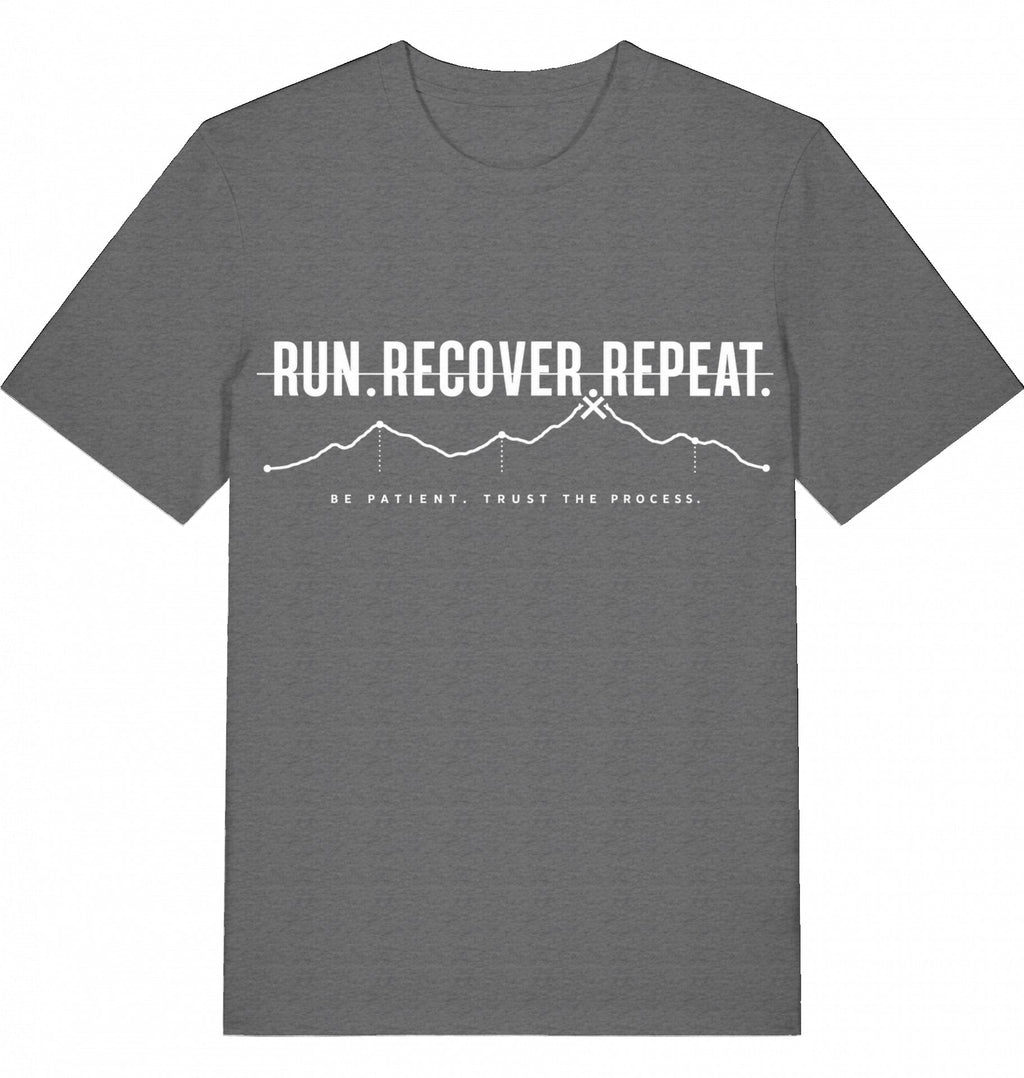 RUN RECOVER REPEAT Tee – Organic Trail Running T-Shirt - Flat Mockup