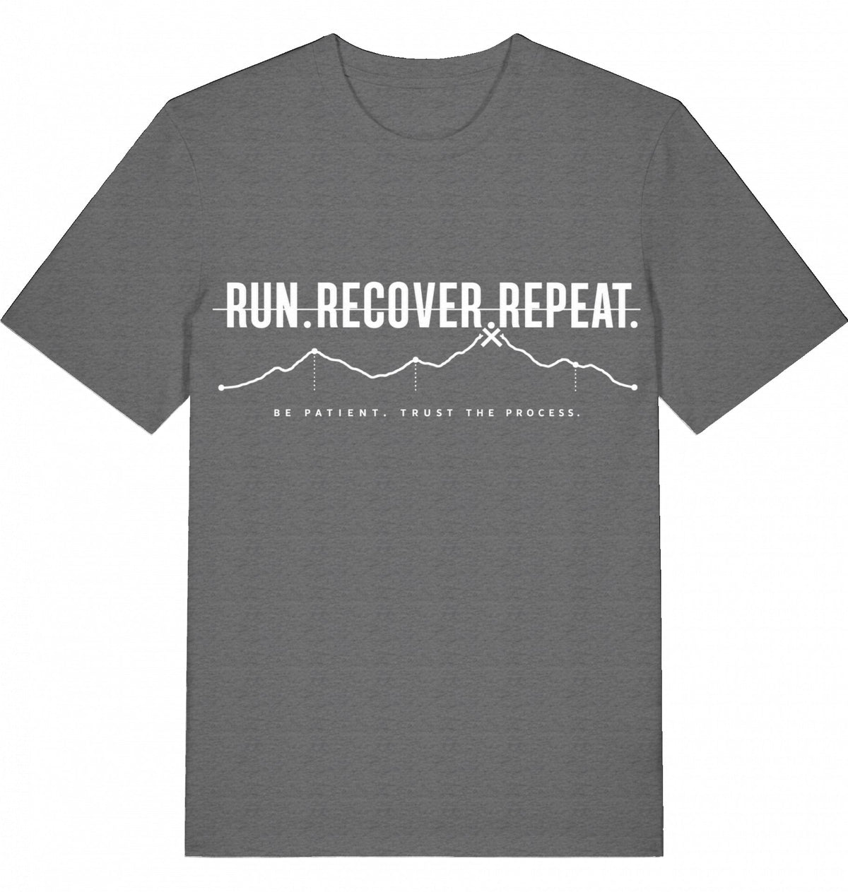 RUN RECOVER REPEAT Tee – Organic Trail Running T-Shirt - Flat Mockup