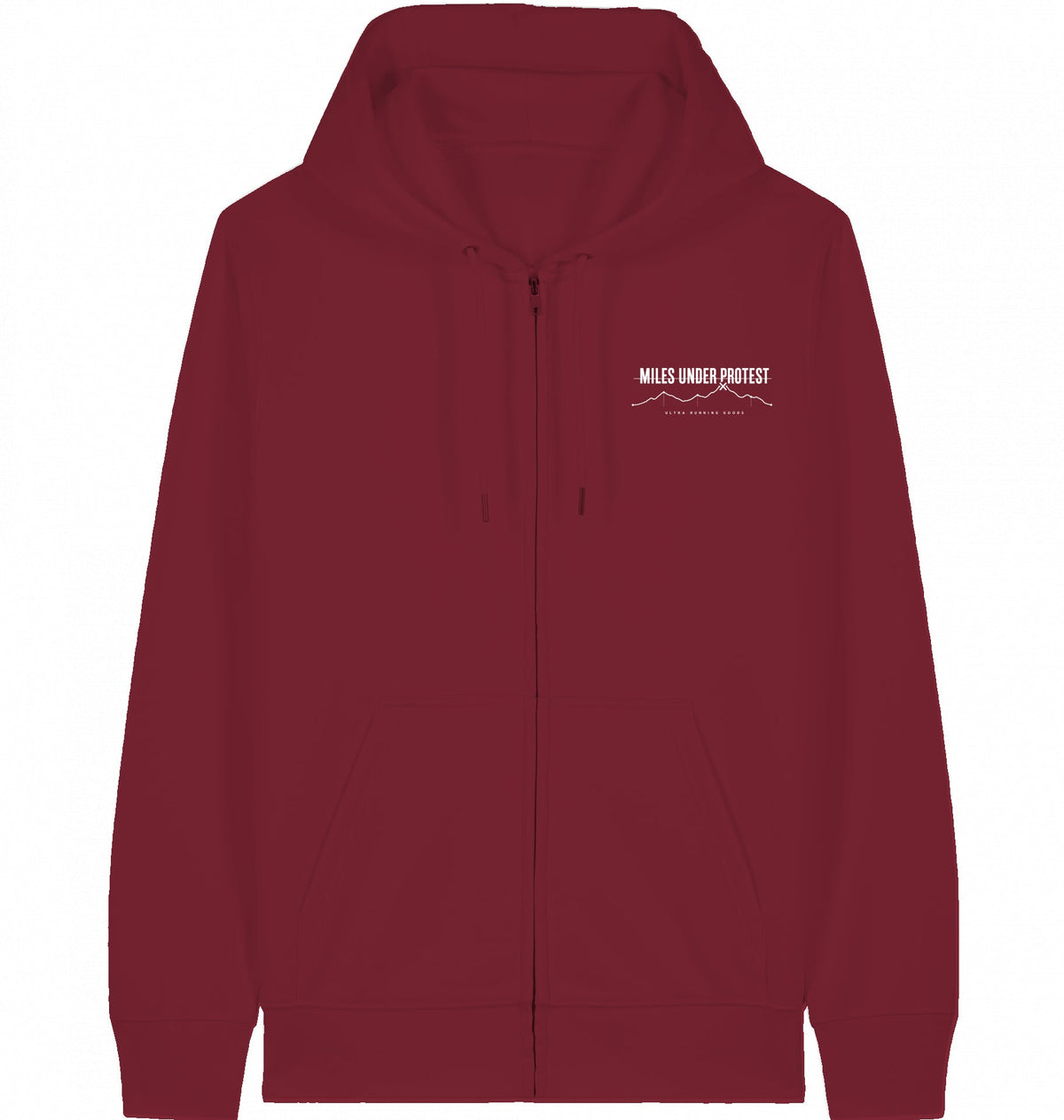EMBRACE THE PAIN Zip Hoodie – Organic Zip-Through Hoodie (White Print) - Flat Mockup