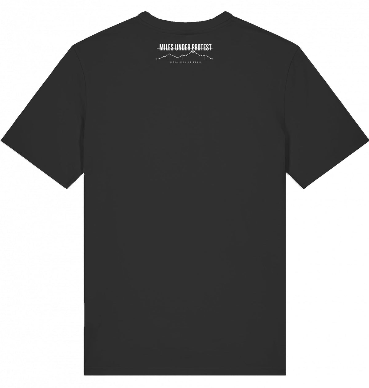 EMBRACE THE PAIN Tee – Organic Trail Running T-Shirt (White Print) - Flat Mockup