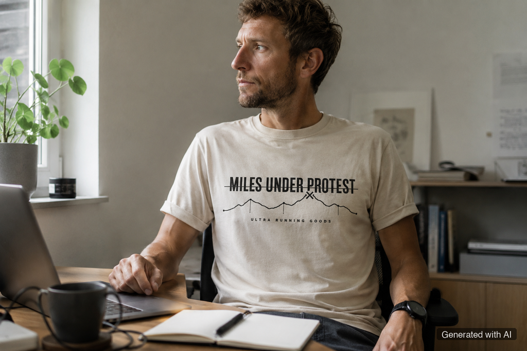 MILES UNDER PROTEST Heavy Tee – Oversized Organic T-Shirt (Black Print) - Lifestyle Mockup (Front View)