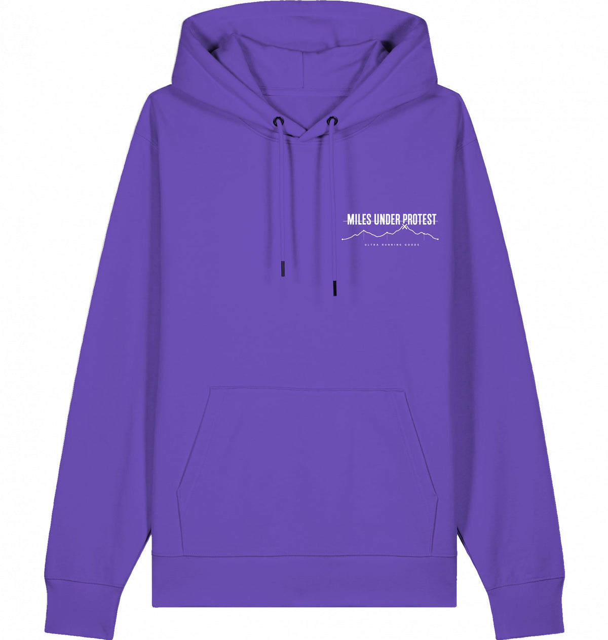 DOGS. COFFEE. RUNNING Hoodie – Organic Trail Running Hoodie (White Print) - Flat Mockup
