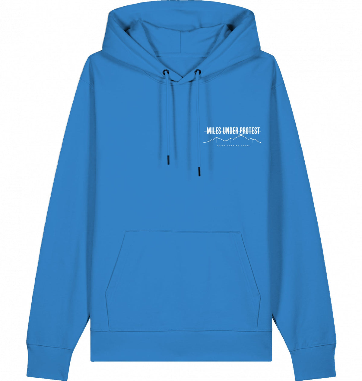 DOGS. COFFEE. RUNNING Hoodie – Organic Trail Running Hoodie (White Print) - Flat Mockup