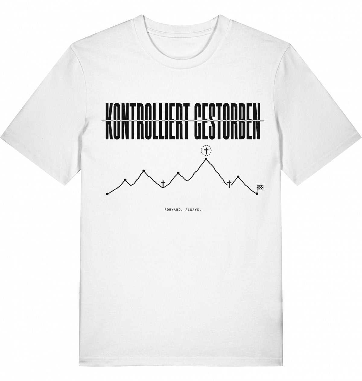 KONTROLLIERT GESTORBEN Organic Trail Running Tee - Black Print - Flat Mockup