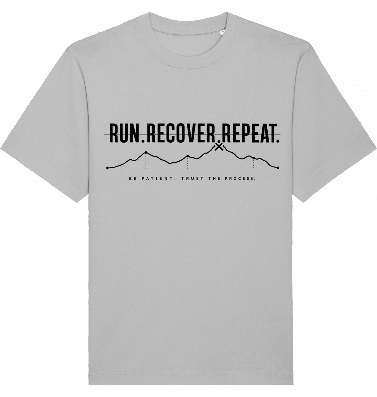 RUN RECOVER REPEAT Heavy Tee – Oversized Organic T-Shirt (Black Print) - Flat Mockup