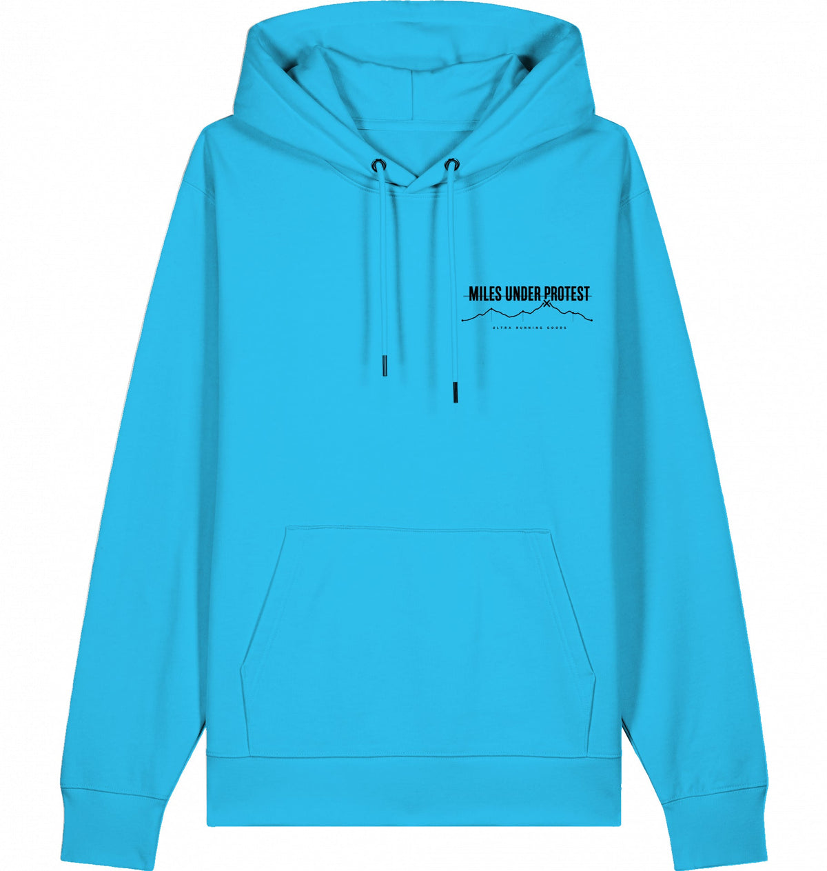 DOGS. COFFEE. RUNNING Hoodie – Organic Trail Running Hoodie (Black Print) - Flat Mockup