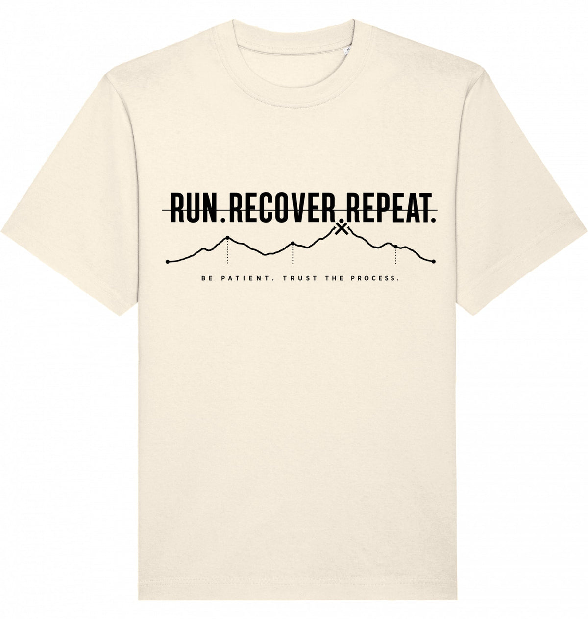 RUN RECOVER REPEAT Heavy Tee – Oversized Organic T-Shirt (Black Print) - Flat Mockup