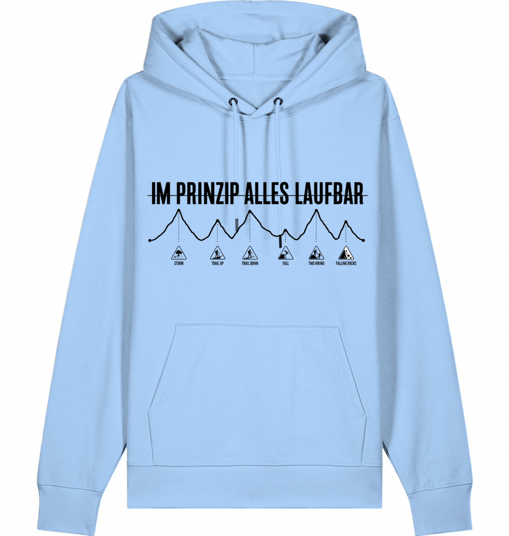 IM PRINZIP ALLES LAUFBAD Unisex Hoodie (Black Print) - Flat Mockup