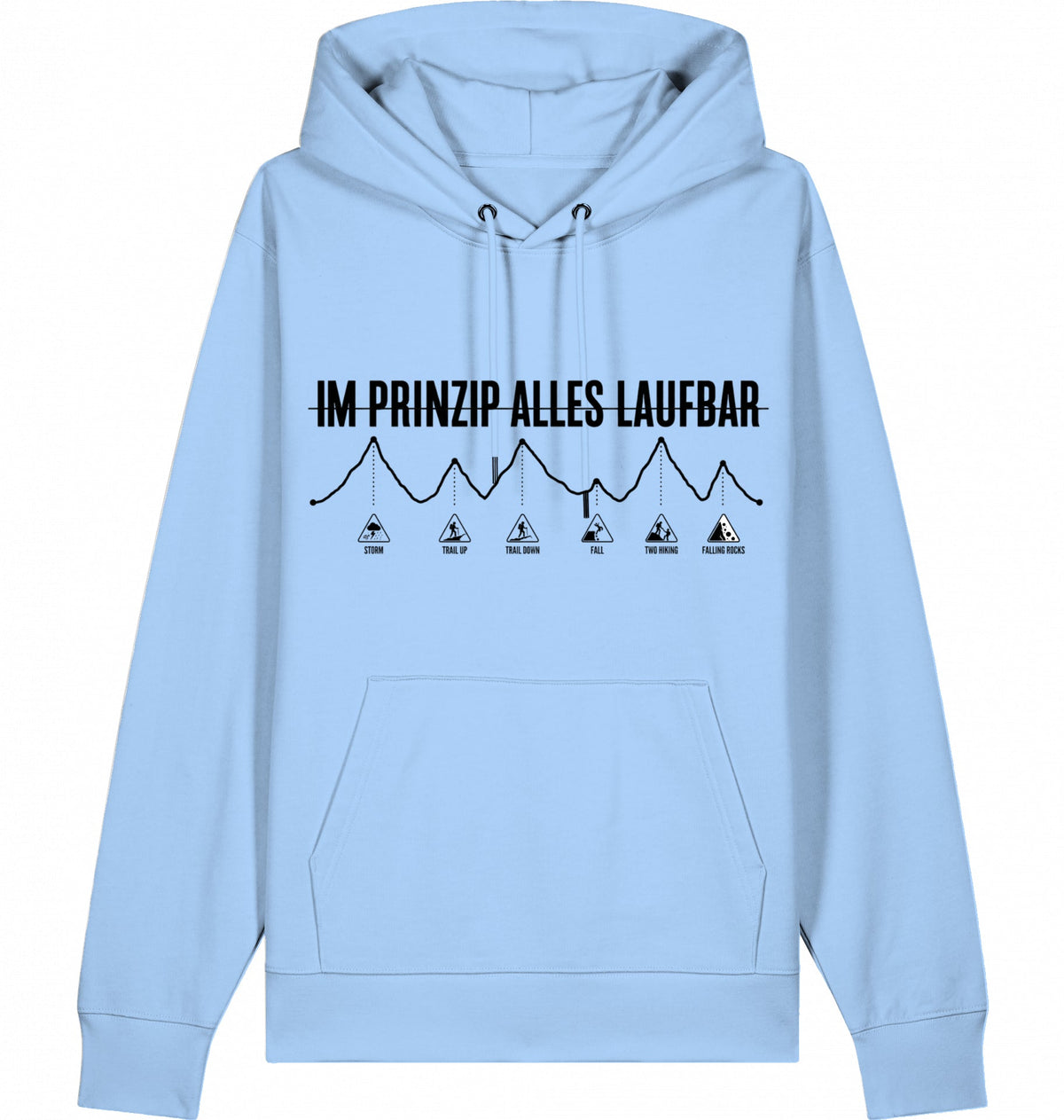 IM PRINZIP ALLES LAUFBAD Unisex Hoodie (Black Print) - Flat Mockup