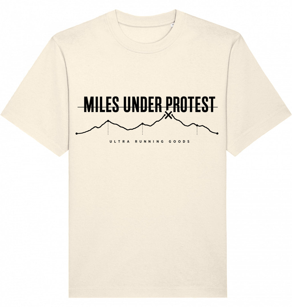MILES UNDER PROTEST Heavy Tee – Oversized Organic T-Shirt (Black Print) - Flat Mockup