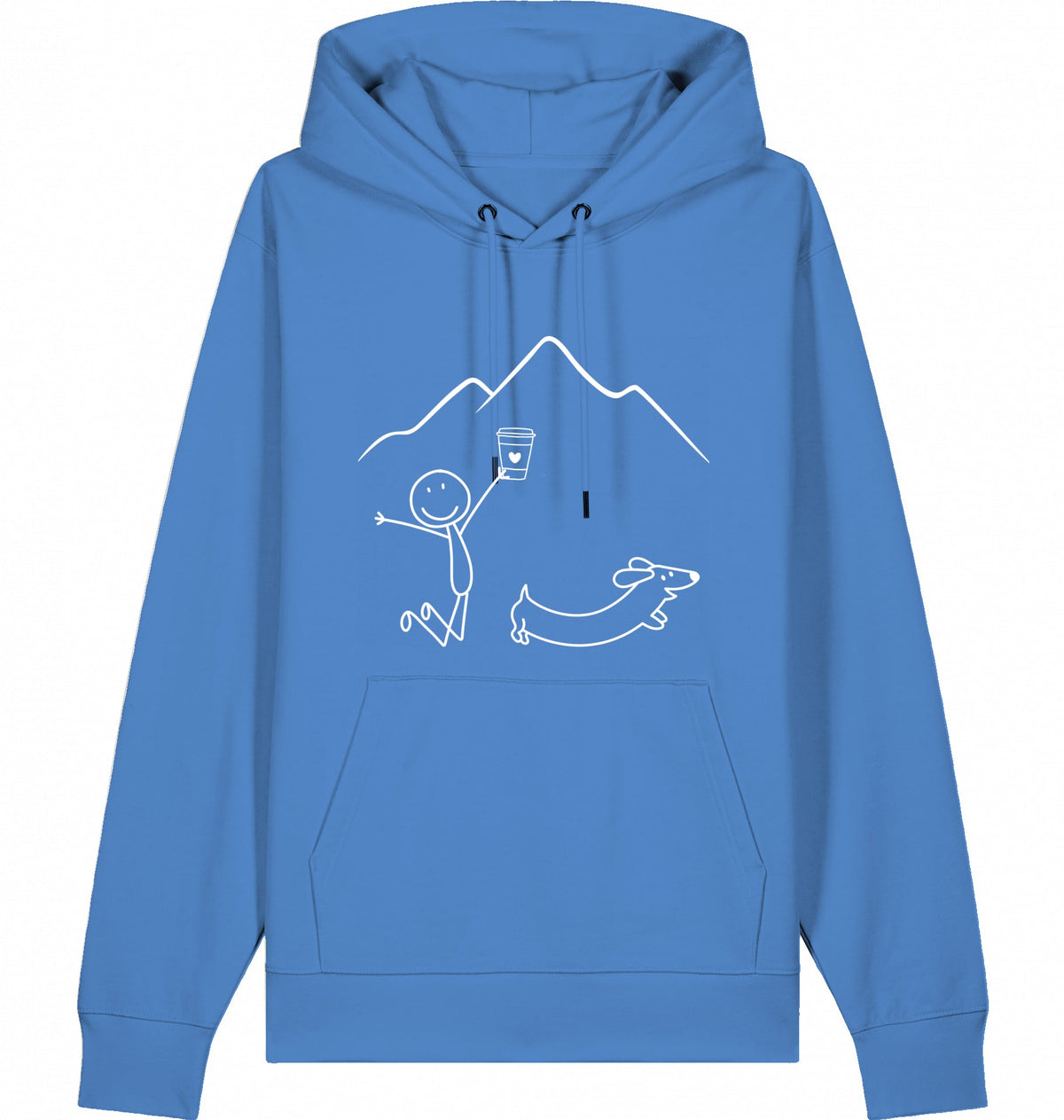 DOGS. COFFEE. RUNNING Hoodie – Organic Trail Running Hoodie (White Print) - Flat Mockup