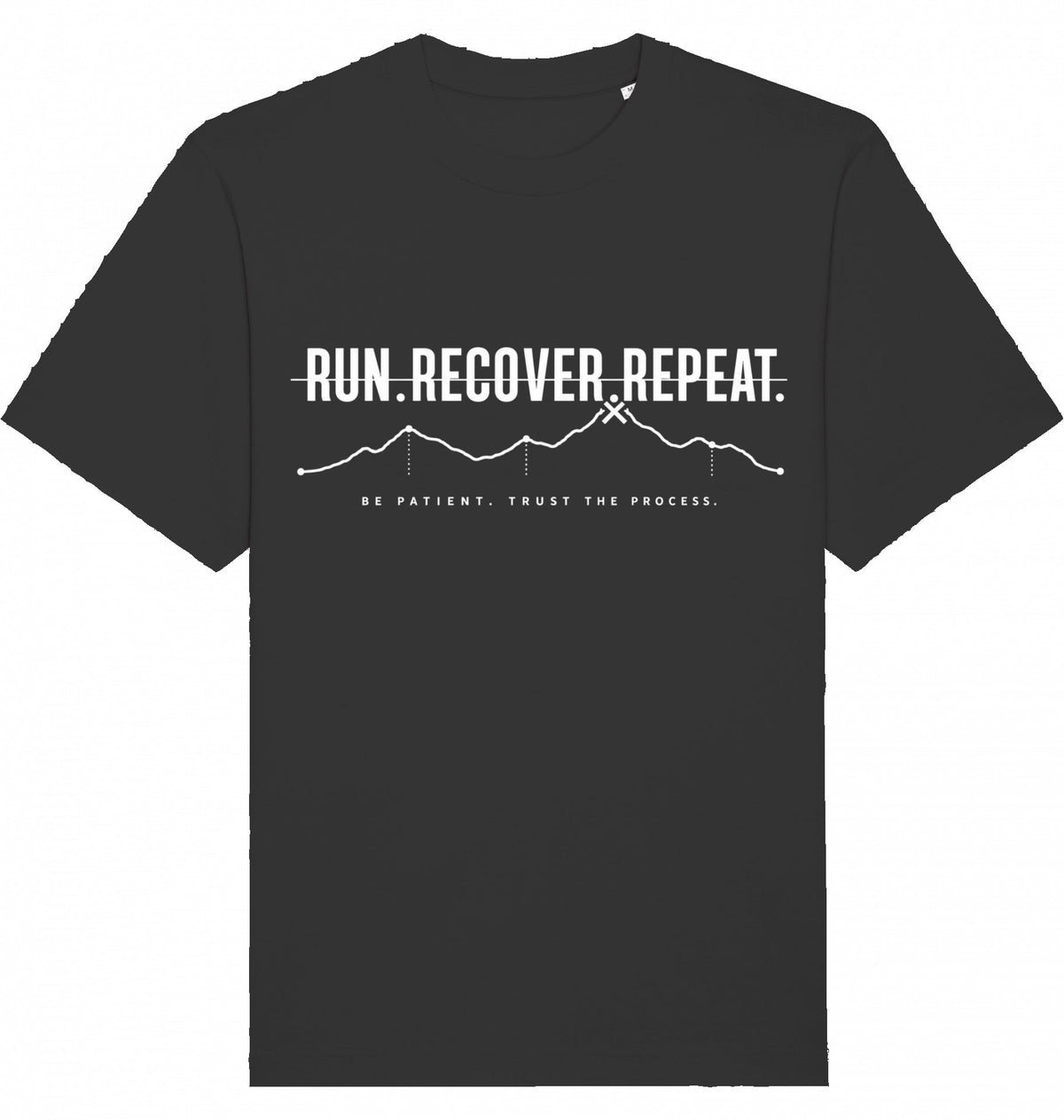 RUN RECOVER REPEAT Heavy Tee – Oversized Organic T-Shirt (White Print) - Flat Mockup