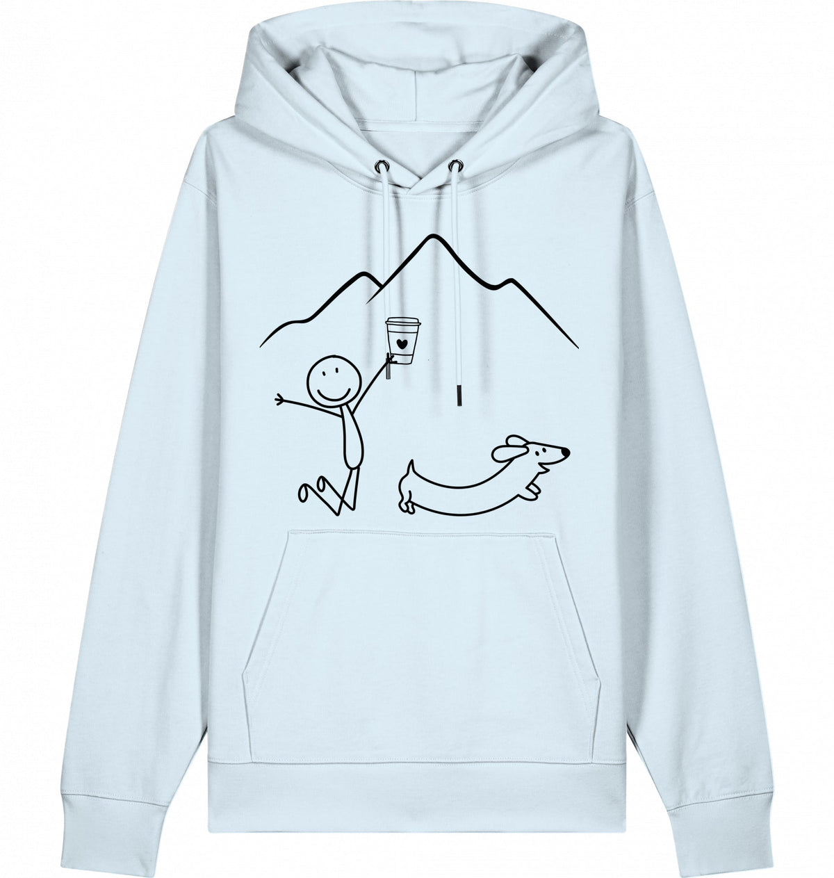 DOGS. COFFEE. RUNNING Hoodie – Organic Trail Running Hoodie (Black Print) - Flat Mockup