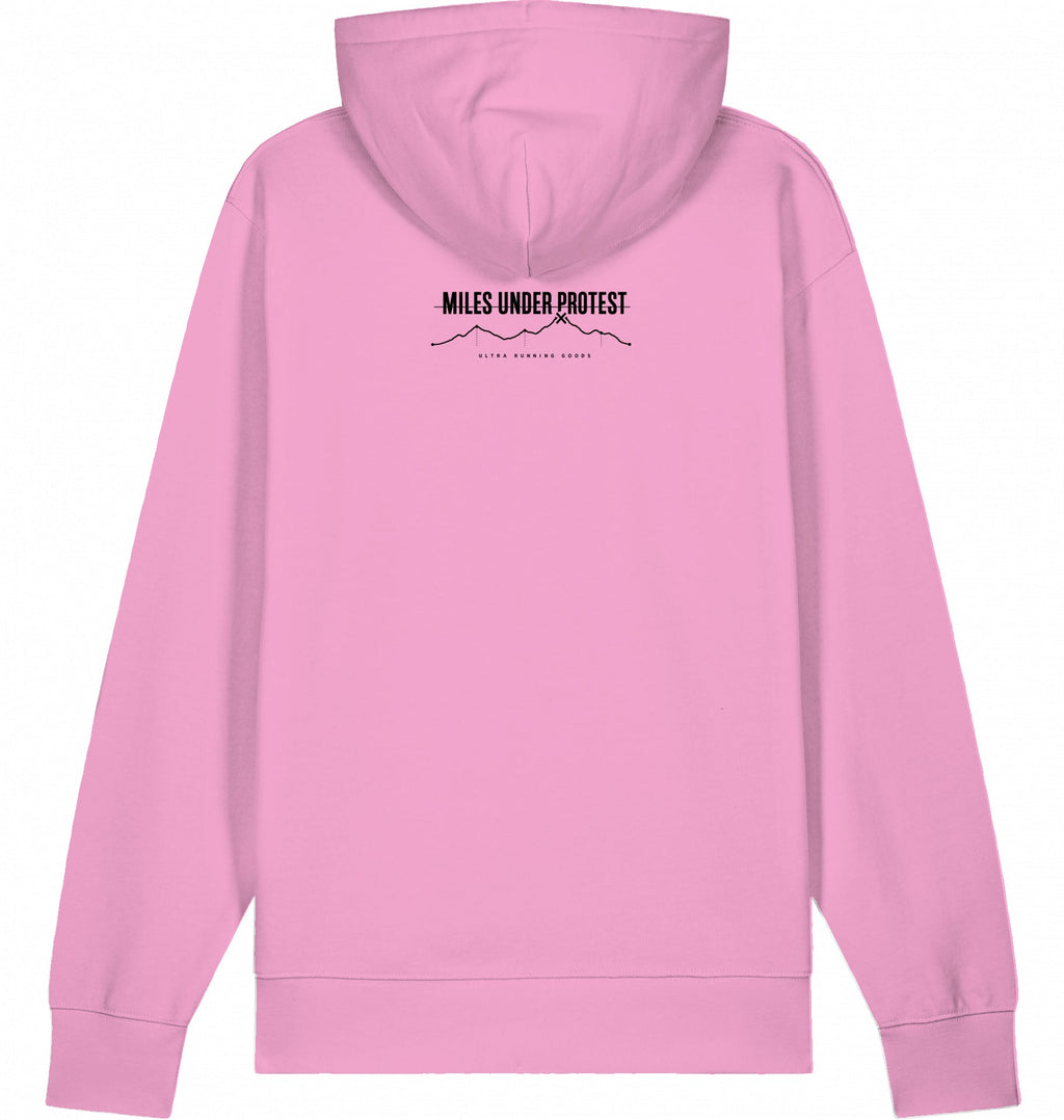 YOU CAN'T FAKE THE MILES Heavyweight Hoodie – Black Print - Flat Mockup