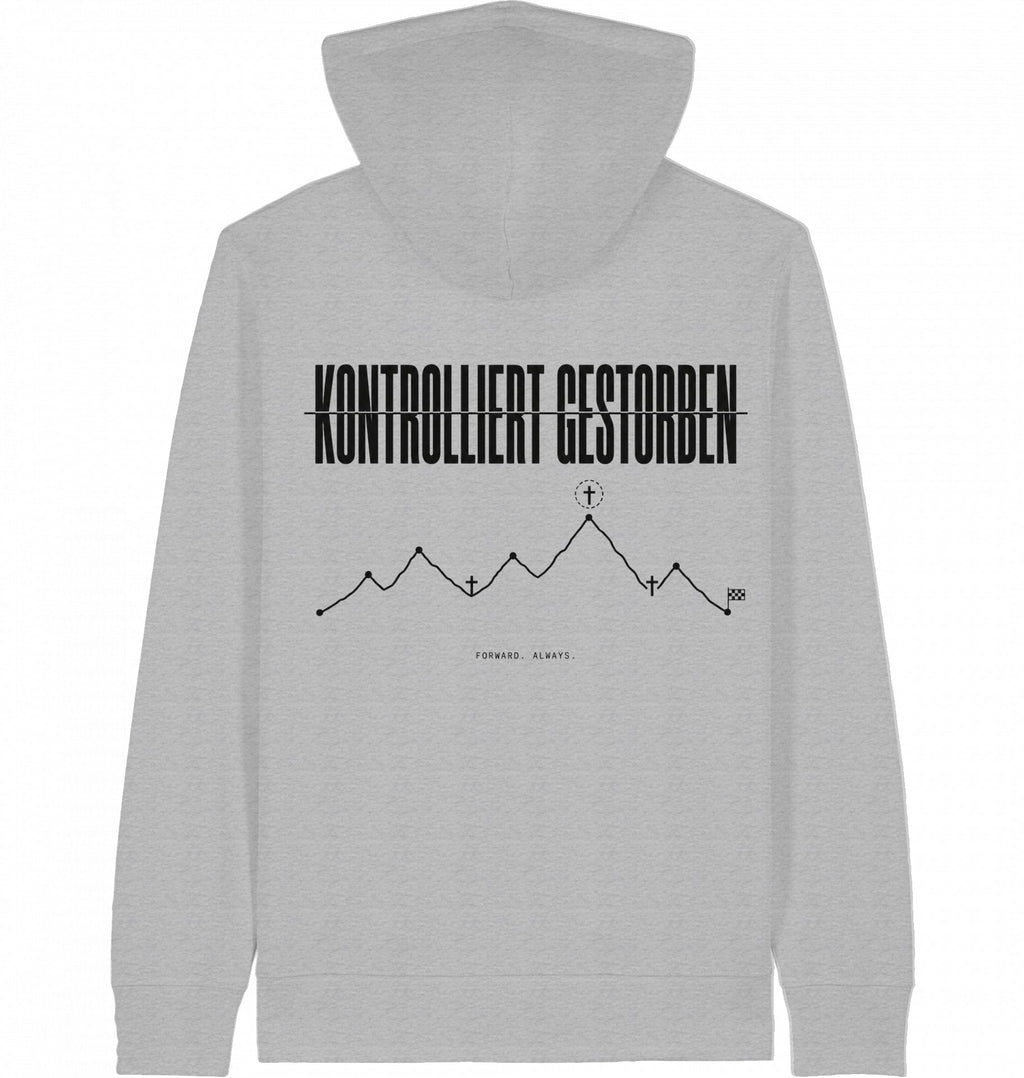 KONTROLLIERT GESTORBEN Organic Zip Hoodie – Black Print - Flat Mockup