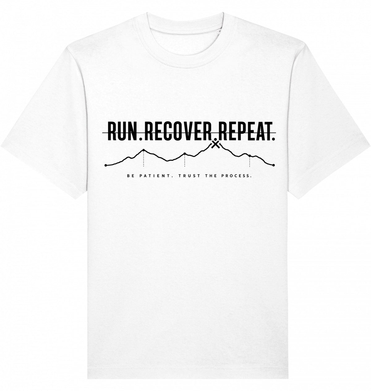 RUN RECOVER REPEAT Heavy Tee – Oversized Organic T-Shirt (Black Print) - Flat Mockup