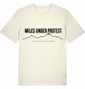 MILES UNDER PROTEST Tee – Organic Trail Running T-Shirt (Black Print) - Flat Mockup