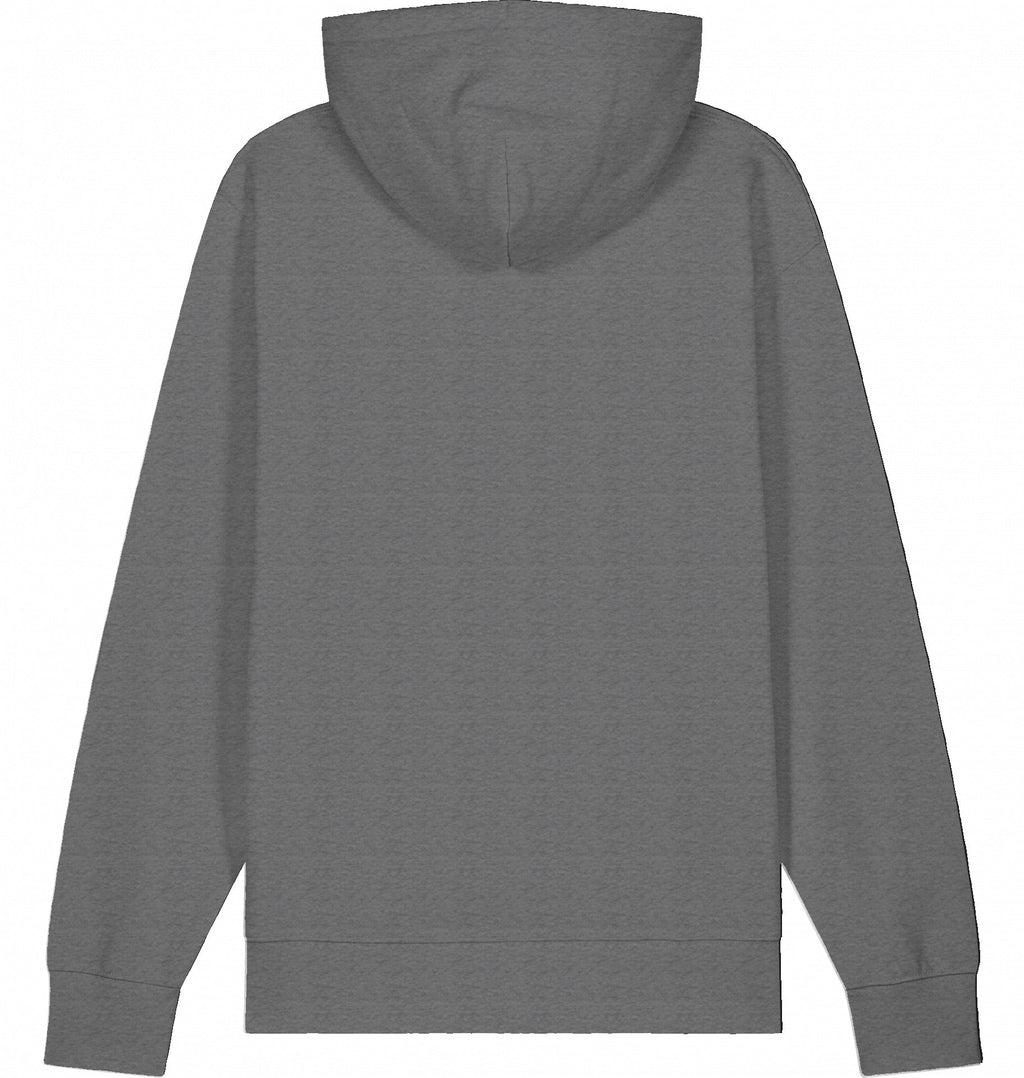 MILES UNDER PROTEST Organic Trail Running Hoodie – White Print - Flat Mockup