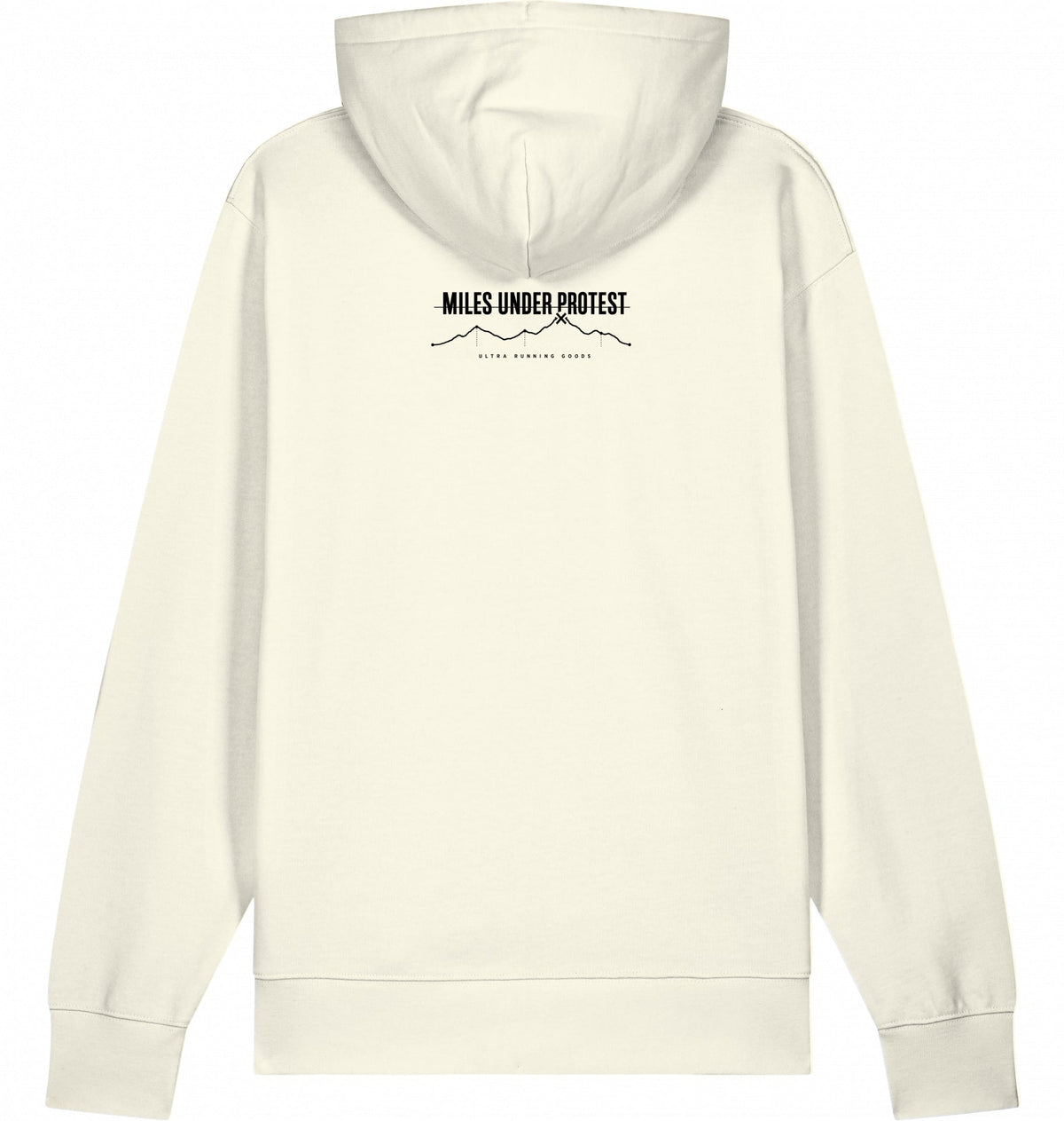 YOU CAN'T FAKE THE MILES Heavyweight Hoodie – Black Print - Flat Mockup