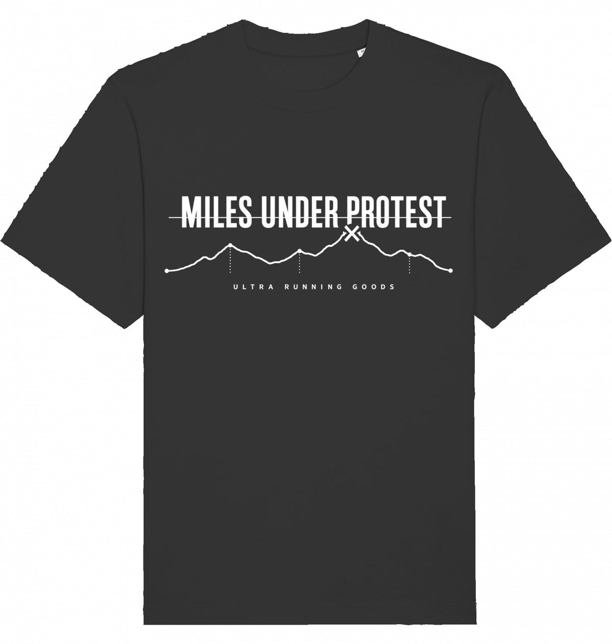 MILES UNDER PROTEST Heavy Tee – Oversized Organic T-Shirt (White Print) - Flat Mockup