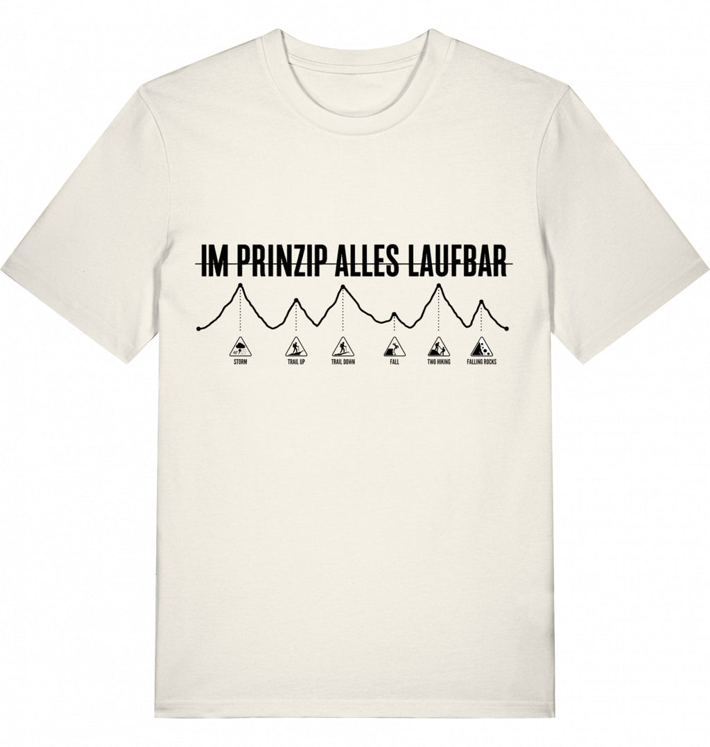 MUP "Im Prinzip Alles Laufbar" Unisex T-Shirt - Black Print - Flat Mockup
