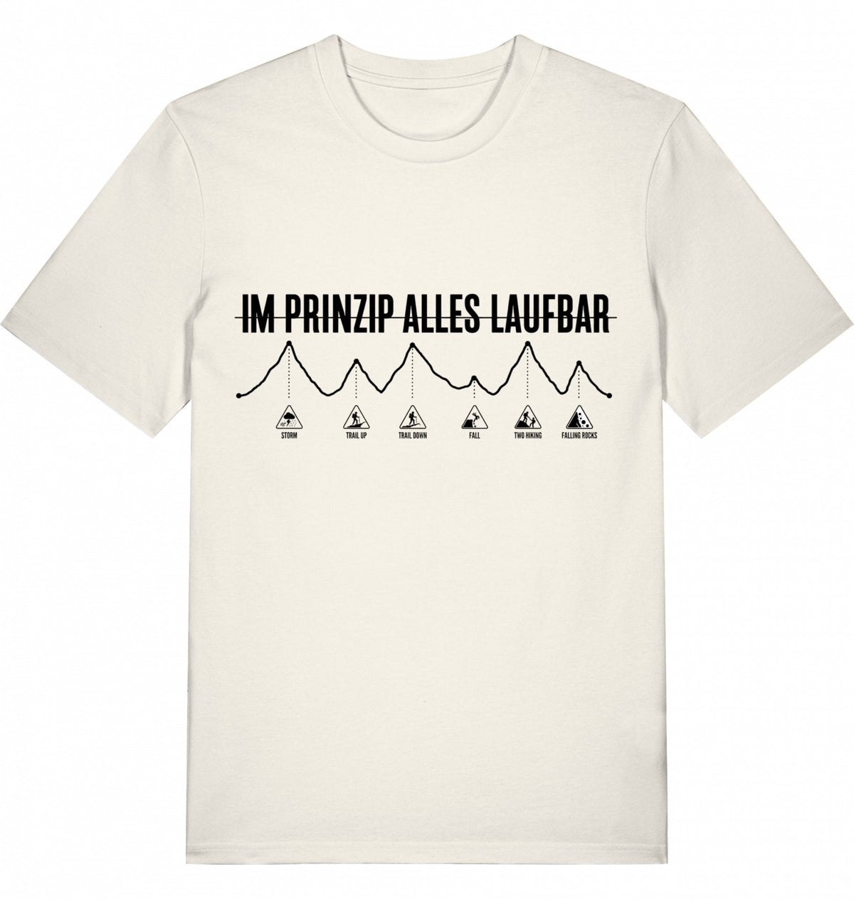 MUP "Im Prinzip Alles Laufbar" Unisex T-Shirt - Black Print - Flat Mockup