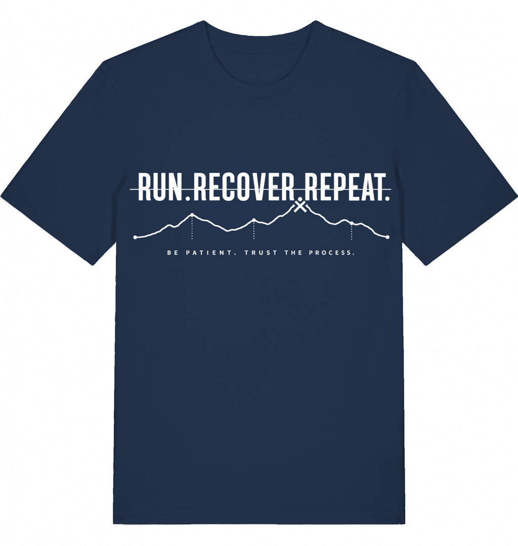 RUN RECOVER REPEAT Tee – Organic Trail Running T-Shirt - Flat Mockup