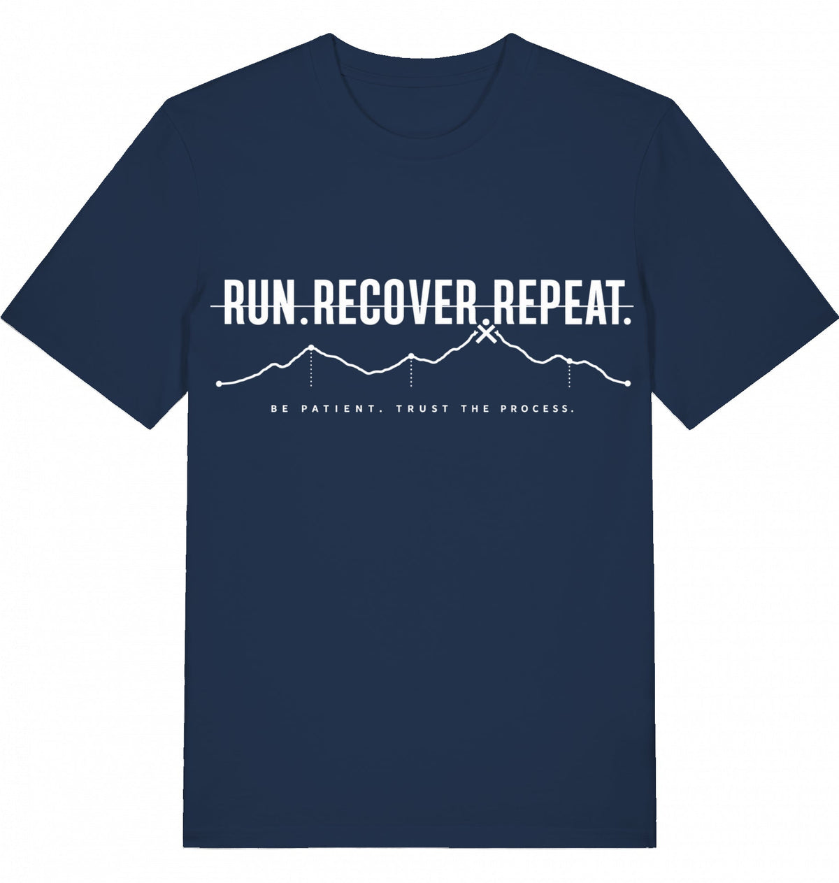 RUN RECOVER REPEAT Tee – Organic Trail Running T-Shirt - Flat Mockup