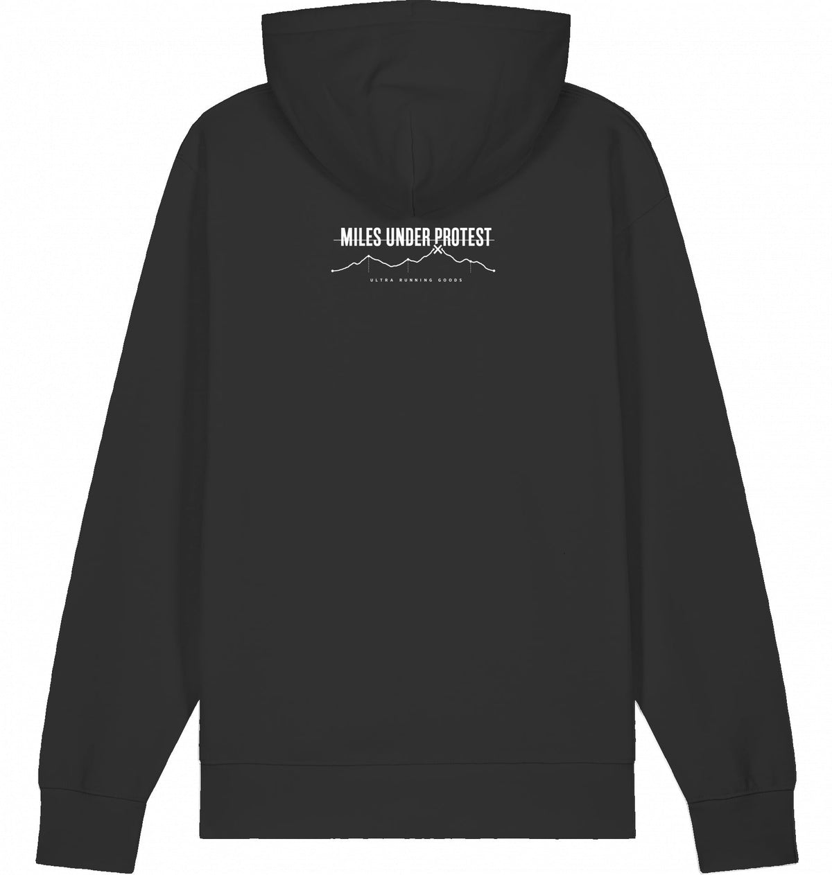 RUN RECOVER REPEAT Organic Trail Running Hoodie (White Print) - Flat Mockup