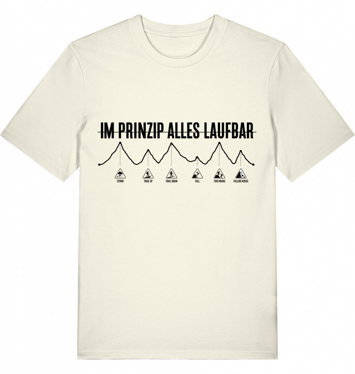 MUP "Im Prinzip Alles Laufbar" Unisex T-Shirt - Black Print - Flat Mockup