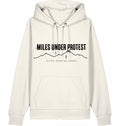 MILES UNDER PROTEST Hoodie – Organic Trail Running Hoodie (Black Print) - Flat Mockup