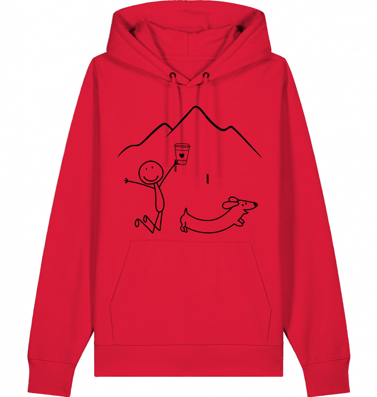DOGS. COFFEE. RUNNING Hoodie – Organic Trail Running Hoodie (Black Print) - Flat Mockup
